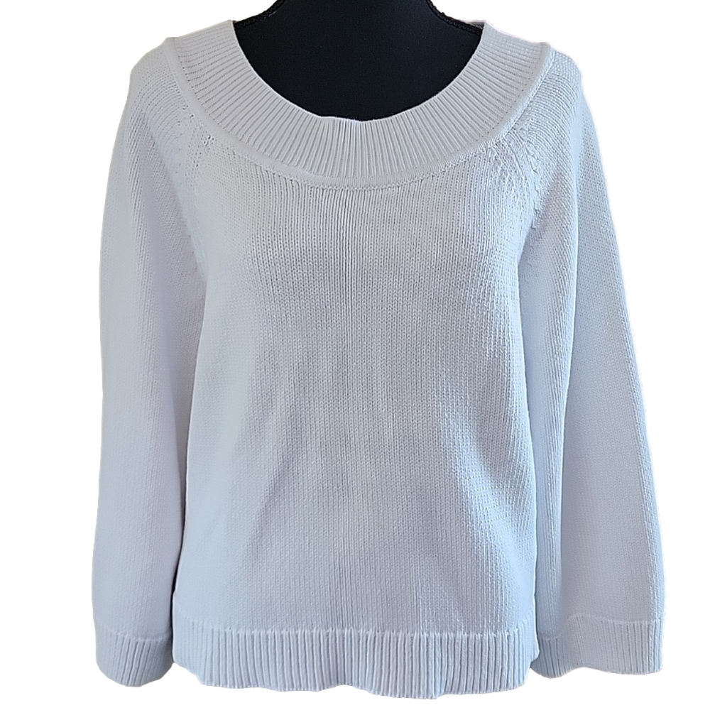J. Crew Relaxed Sleeve Boat Neck White Cotton All Season Sweater Size XS EUC